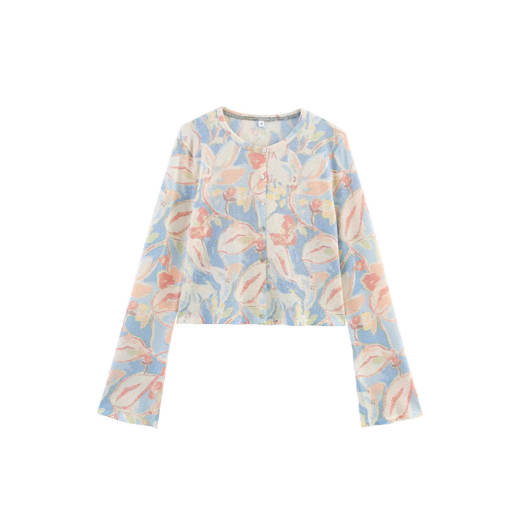 Damen Baumwollcardigan Floralmuster Norvielle