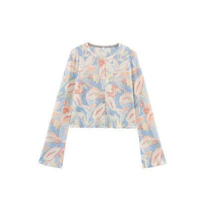 Damen Baumwollcardigan Floralmuster Norvielle