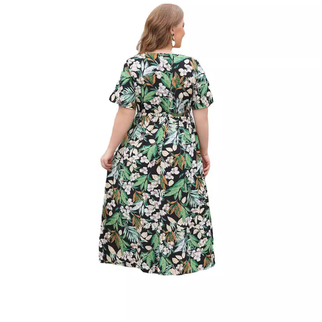 Damen Maxikleid mit Musterung und Dekorband