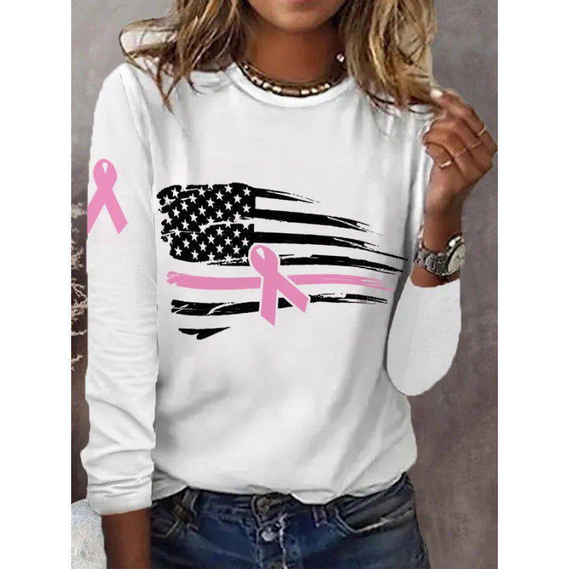 Damen T-Shirt Flaggen Schleifen Design Weiß