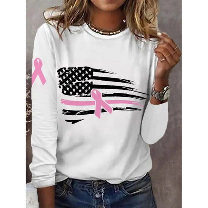 Damen T-Shirt Flaggen Schleifen Design Weiß