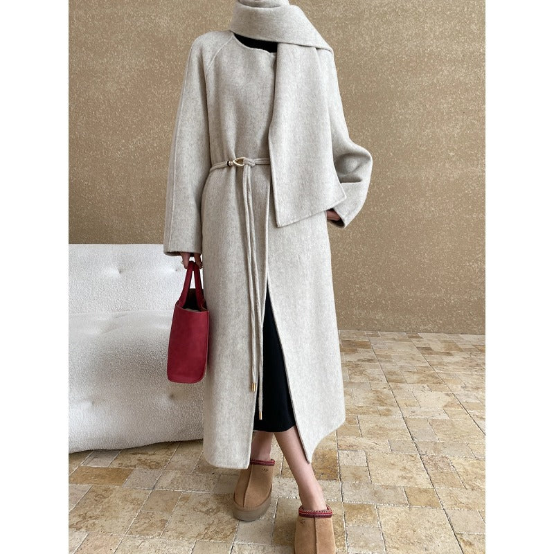 Damen Wickelmantel Eleganter Kragen Gürtel Norvielle