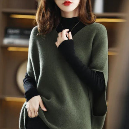 Damen Strickponcho V-Ausschnitt Norvielle