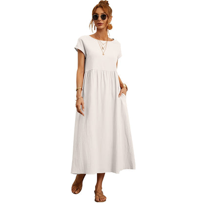 Damen Maxikleid mit Taillierung und Seitentaschen