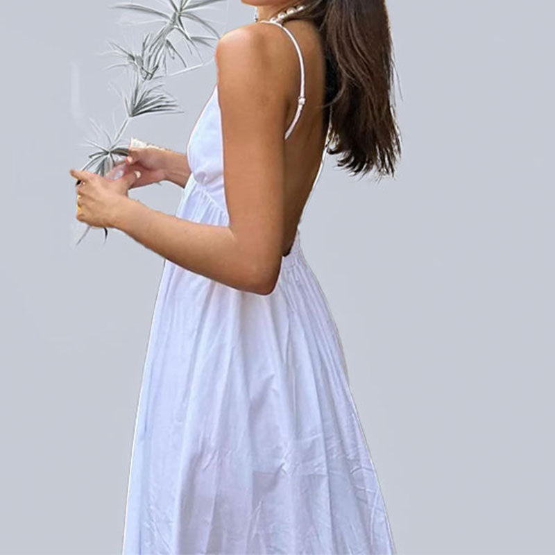 Damen Sommerkleid V-Ausschnitt Leicht Blau - Norvielle