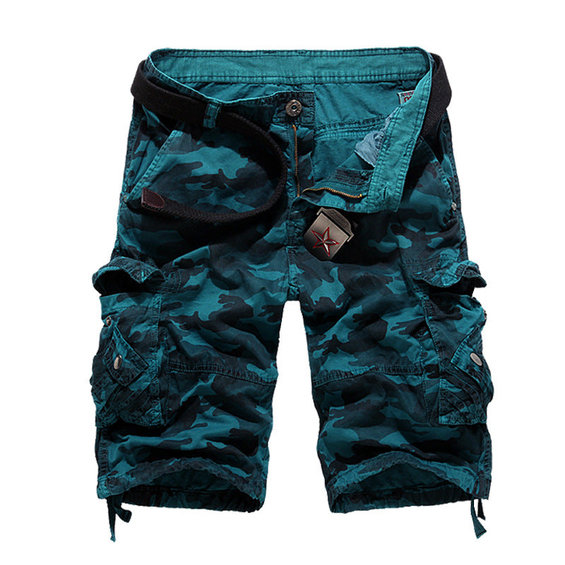 Herren Camo Cargo Shorts Mehrere Taschen Verstellbarer Bund Norvielle