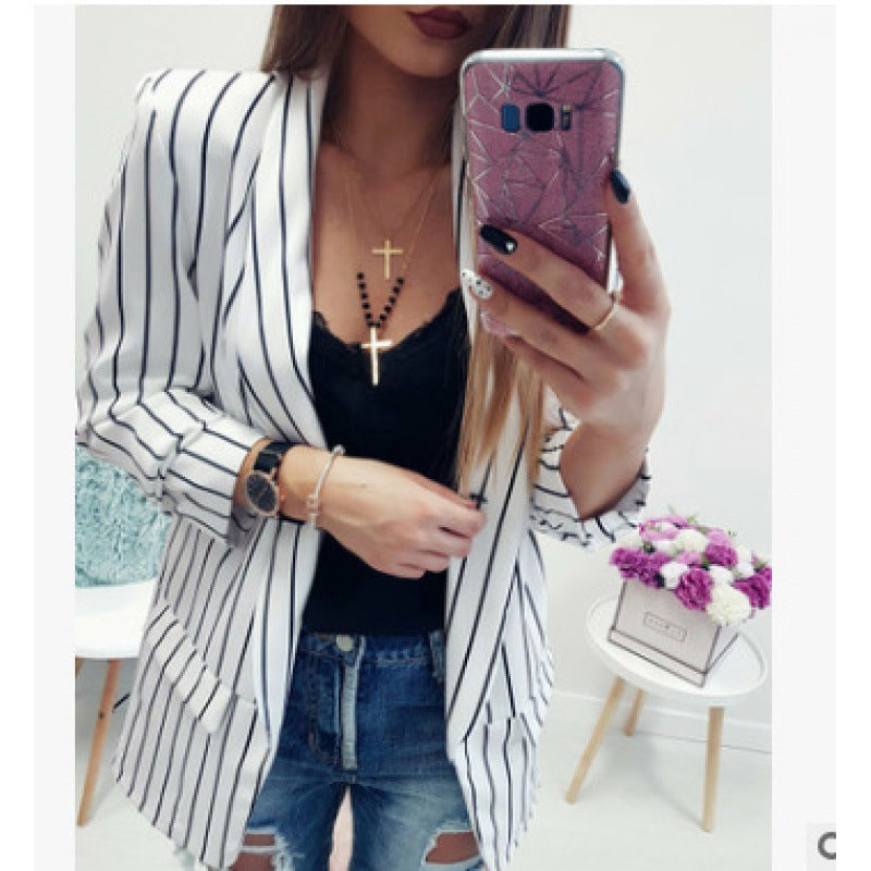 Damen Blazer Streifen-Look Komfortpassform