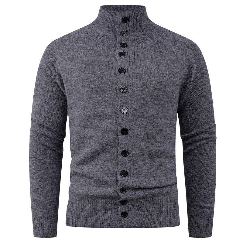 Herren Strickcardigan Stehkragen Knopfverschluss Bequem Grau