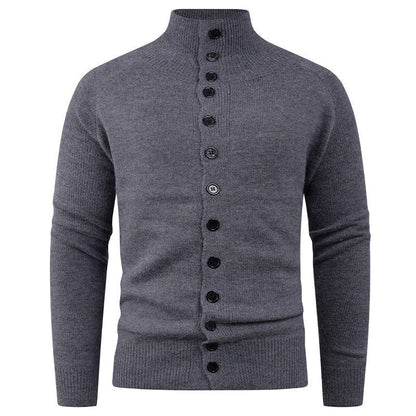 Herren Strickcardigan Stehkragen Knopfverschluss Bequem Grau