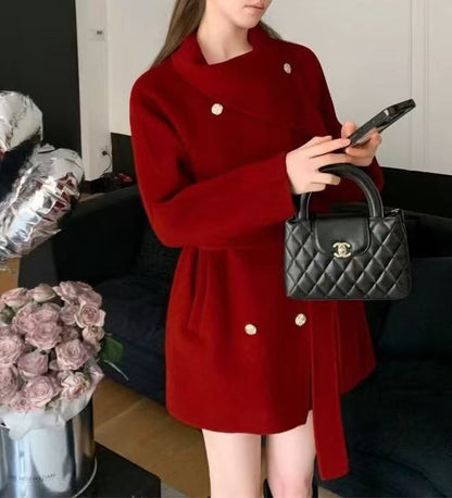 Damen Kurzjacke Asymmetrischer Kragen Goldknöpfe