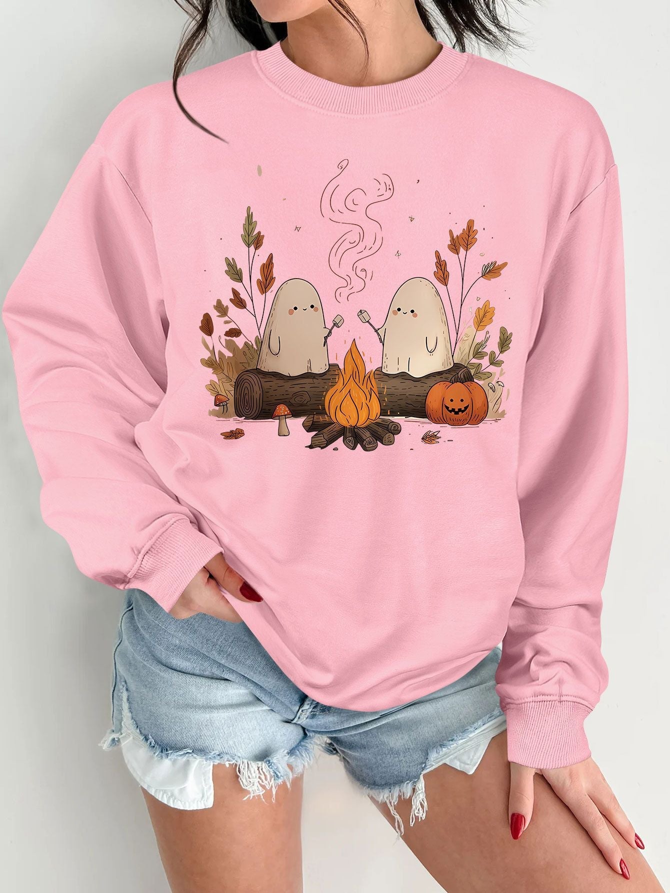 Damen Sweatshirt Gruselmotiv Bequem Norvielle