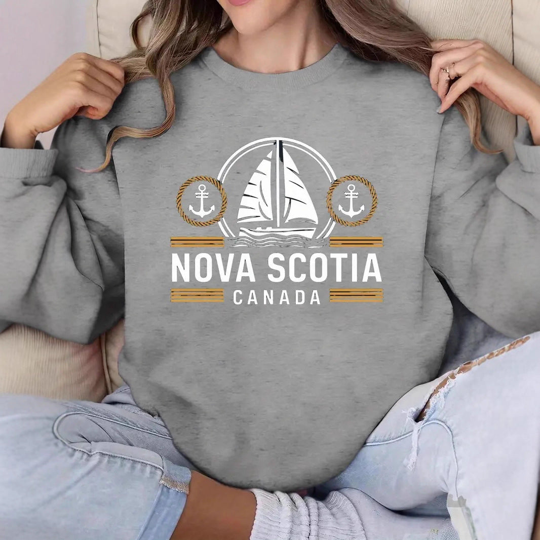 Damen Sweatshirt Maritimes Segelmuster Norvielle