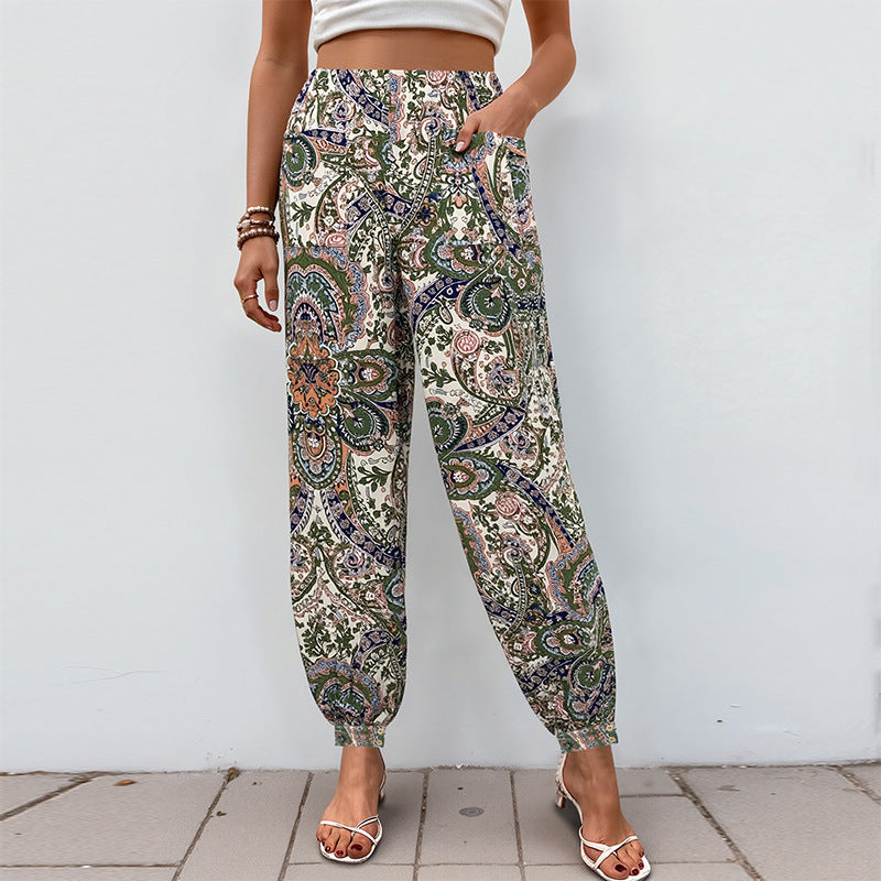 Damen Palazzo-Hose Floralmuster Elastischer Bund Norvielle - Norvielle