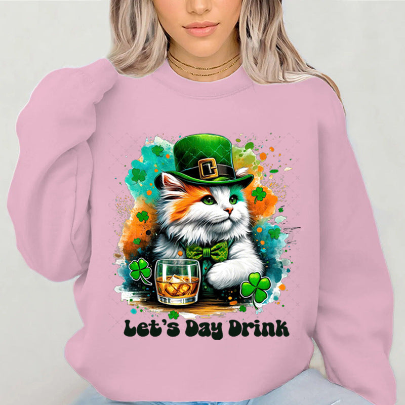 Damen Sweatshirt Katzenmotiv Lustig Weiß