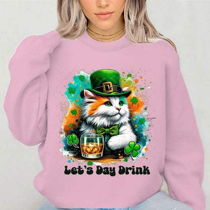 Damen Sweatshirt Katzenmotiv Lustig Weiß