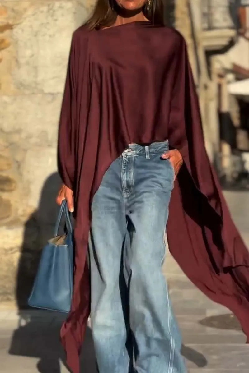 Damen Oversized-Oberteil Fließender Schnitt Norvielle