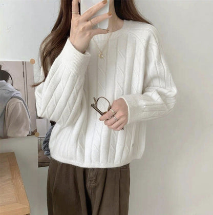 Damen Grobstrickpullover Rippdesign Lässig Norvielle