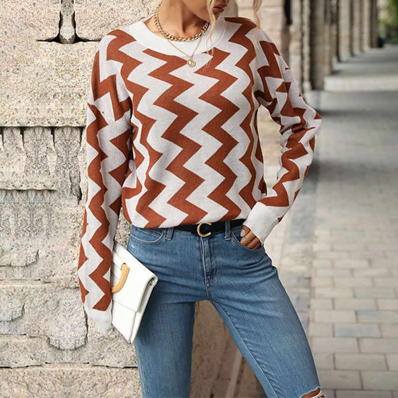 Damen Strickpullover Zickzackmuster Norvielle - Norvielle