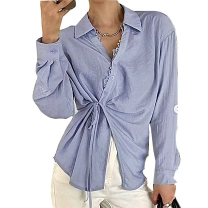 Damen Bluse mit Knoten-Detail und Rüschensaum Norvielle