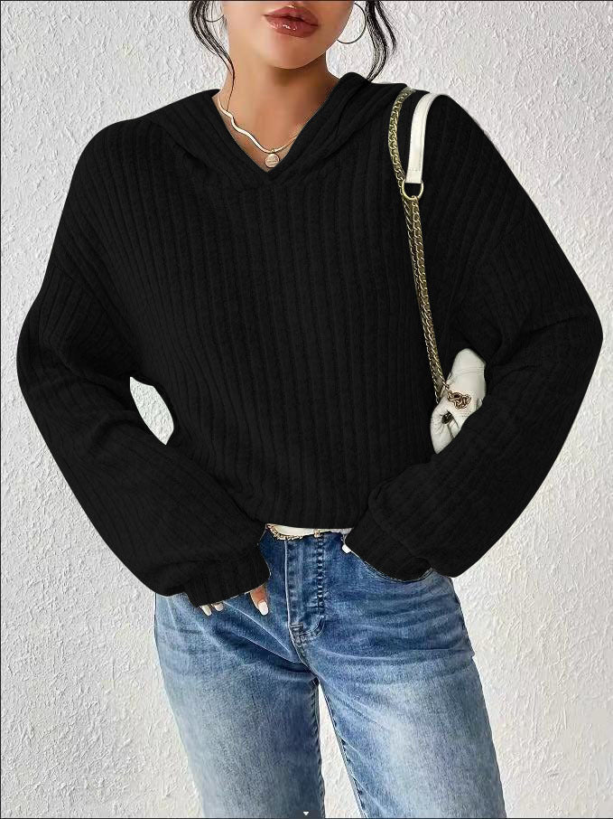 Damen Grobstrickpullover V-Ausschnitt Lässige Ärmel Norvielle