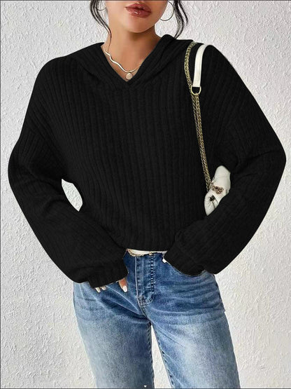 Damen Grobstrickpullover V-Ausschnitt Lässige Ärmel Norvielle