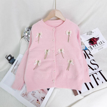 Damen Strickjacke mit Schleifen-Applikationen