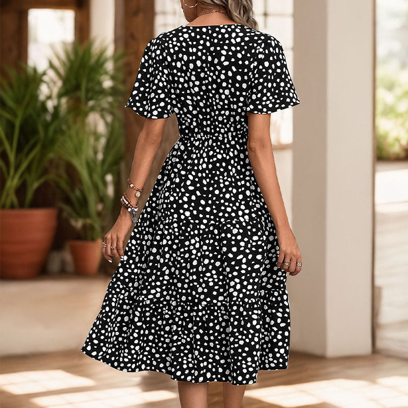 Damen Midi-Kleid Voluminöser Rock Eleganter Gürtel Norvielle