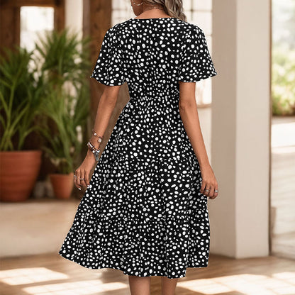 Damen Midi-Kleid Voluminöser Rock Eleganter Gürtel Norvielle