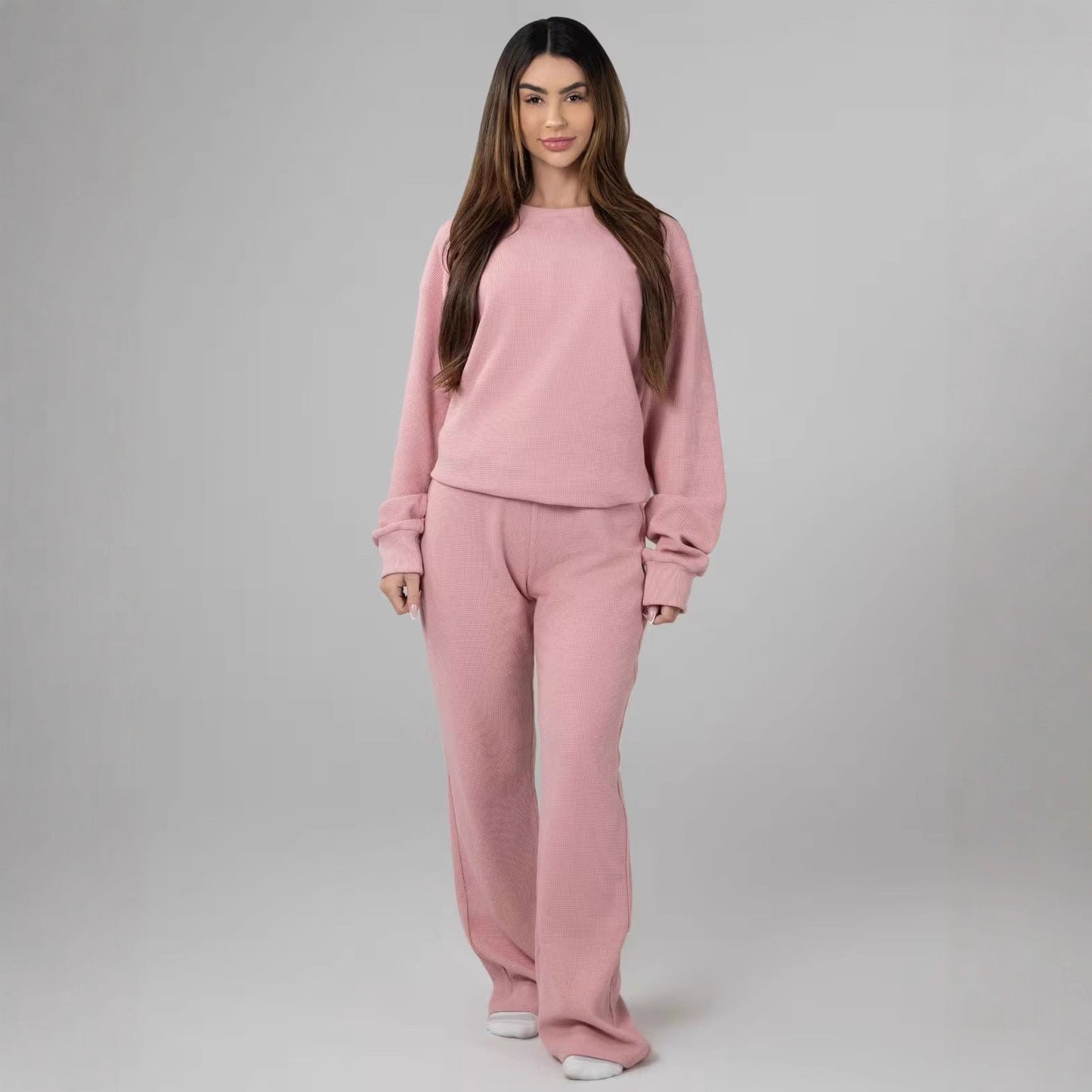Damen Sweatshirt Waffelmuster Bequem Norvielle