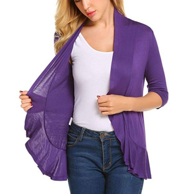 Damen Strickjacke Asymmetrisch Flatterdetails Norvielle