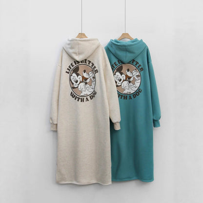 Damen Hoodie-Kleid Großflächiger Print Bequem Norvielle
