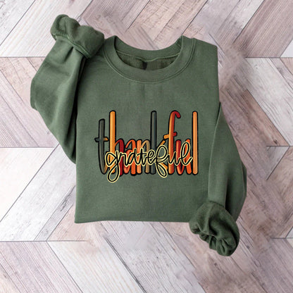 Damen Sweatshirt Mit Thankful Schriftzug Bequem Grau