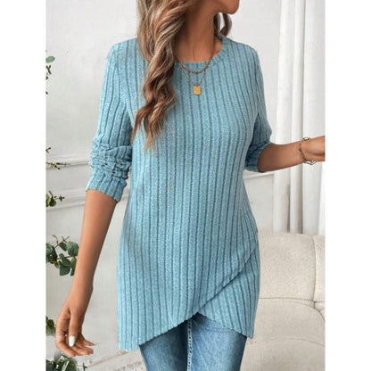 Damen Tunika-Shirt Langärmlig Wickeldesign Norvielle