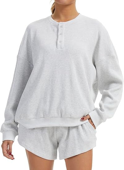 Damen Oversized Pullover Shorts Set Norvielle