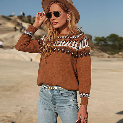 Damen Strickpullover mit Muster und lockerer Passform