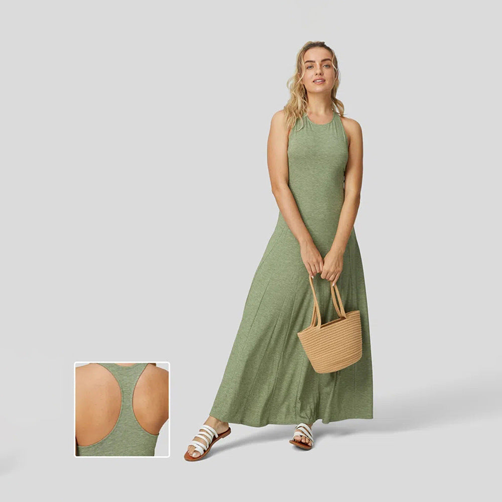 Damen Maxikleid Rundhalsausschnitt Fließend Elegant Norvielle - Norvielle