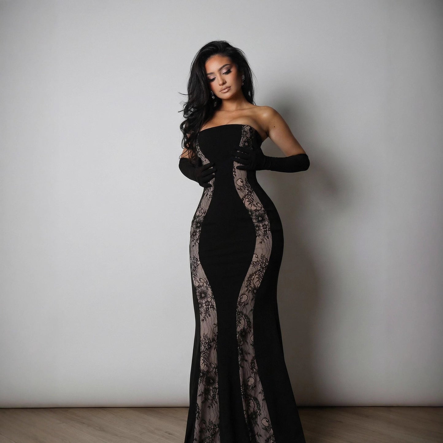 Damen Abendkleid Edles Spitzen-Design