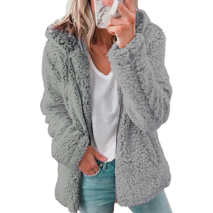 Damen Teddy Mantel Warm
