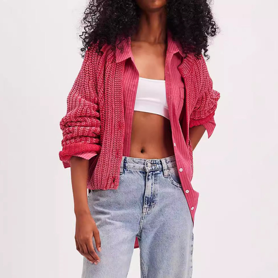 Damen Strickcardigan Luftig Große Knöpfe Modern Norvielle
