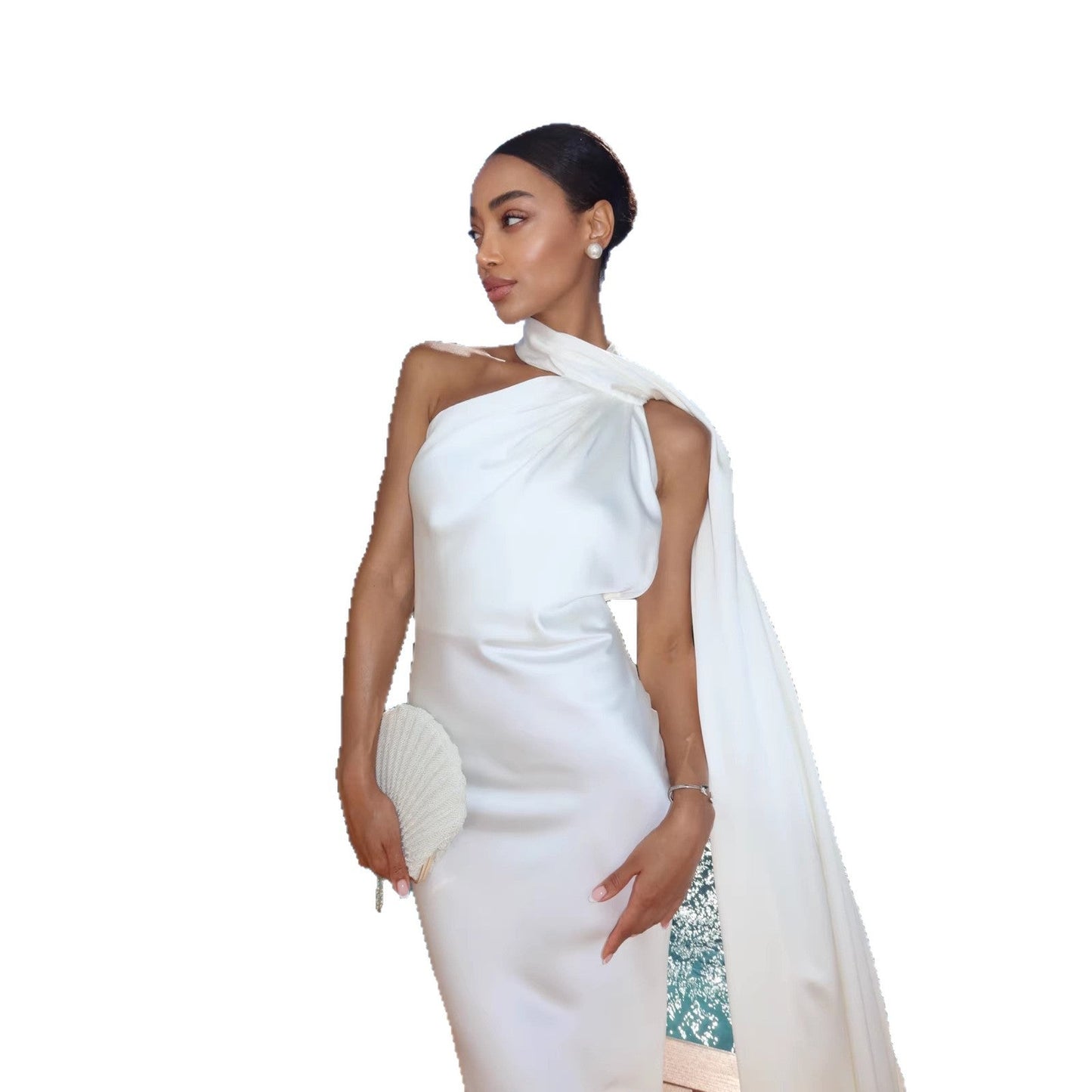 Damen Abendkleid Schulterfrei Fließend Norvielle