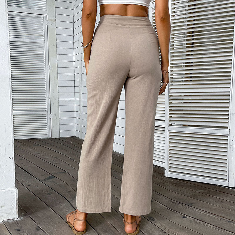 Damen Hochtaillenhose Weites Bein Eleganter Schnitt