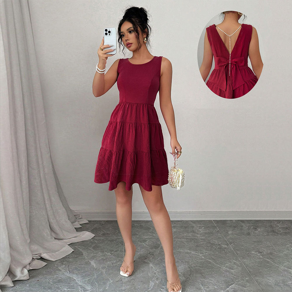 Damen Sommerkleid V-Ausschnitt Rüschensaum Leicht Norvielle - Norvielle