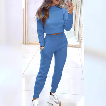 Damen Sportset Baumwolle Cropped-Oberteil Elastisch