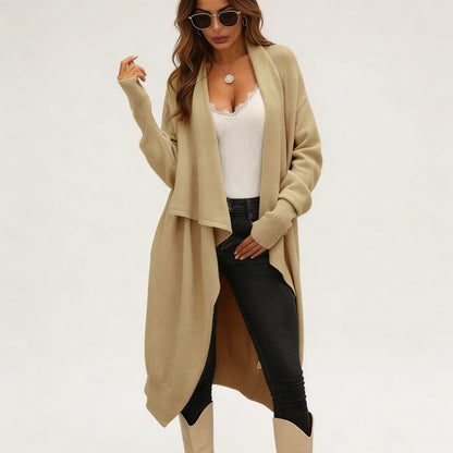 Damen Strickcardigan Asymmetrisch Weich Grün