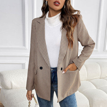 Damen Karojacke Eleganter Schnitt Praktische Taschen Norvielle