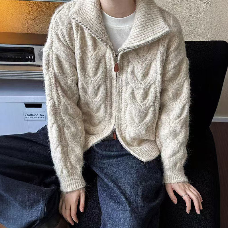 Damen Grobstrickpullover Norvielle Hochkragen Dekorativer - Norvielle