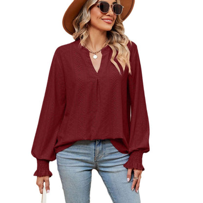 Damen Bluse mit Lochmuster Elegante Passform