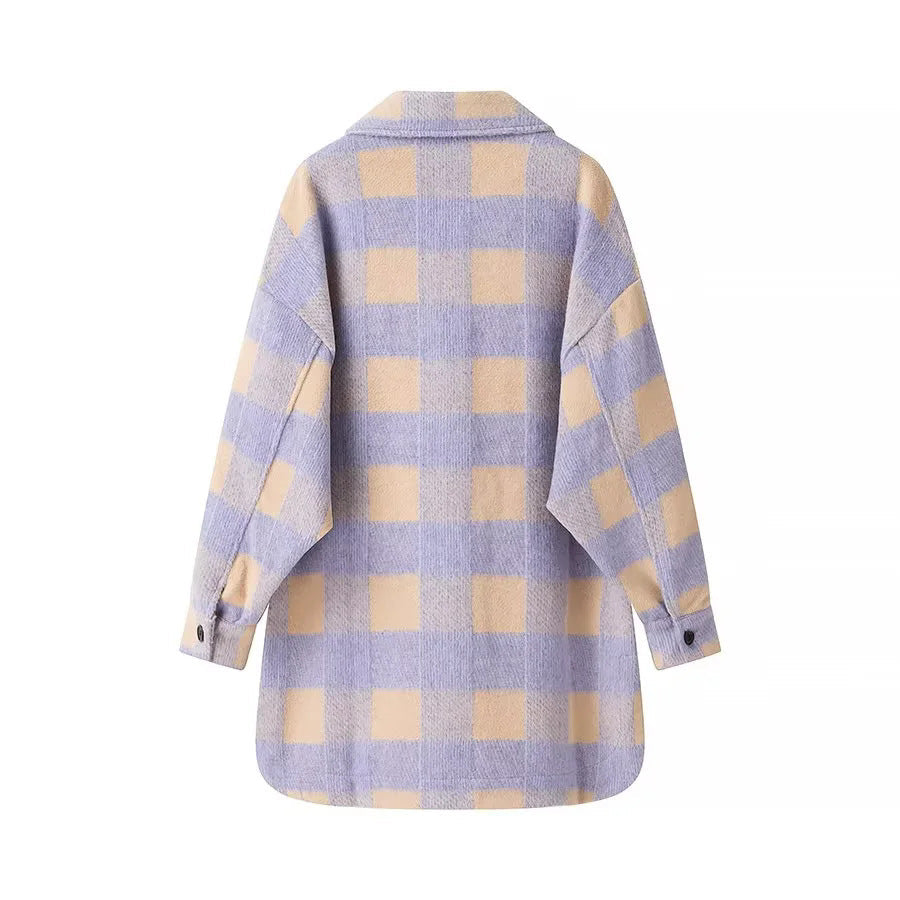 Damen Oversized Flanelljacke Karomuster Norvielle