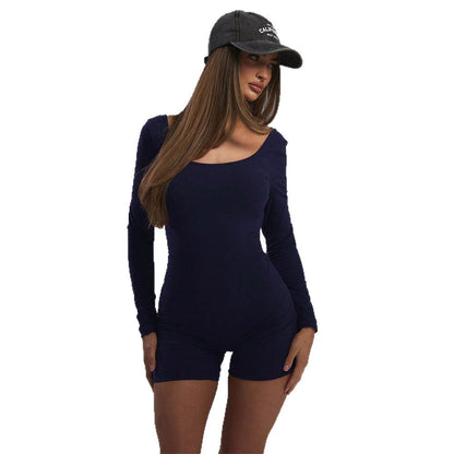Damen Langarm-Bodysuit Figurbetonter Schnitt U-Ausschnitt Norvielle