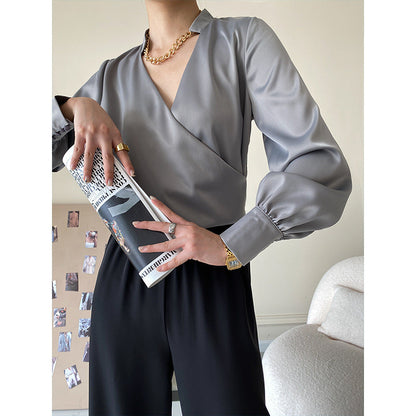 Damen Wickeloberteil V-Ausschnitt Elegantes Norvielle